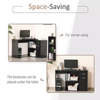 L Shaped Computer Desk, 180Degree Rotating Corner Desk with Storage Shelves, Drawer and Cabinet, Study Workstation for Home Office