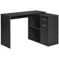 L Shaped Computer Desk, 180Degree Rotating Corner Desk with Storage Shelves, Drawer and Cabinet, Study Workstation for Home Office