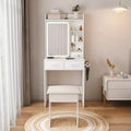 GDFStudio Yara 24 W Small Mirror Vanity Table with Stool
