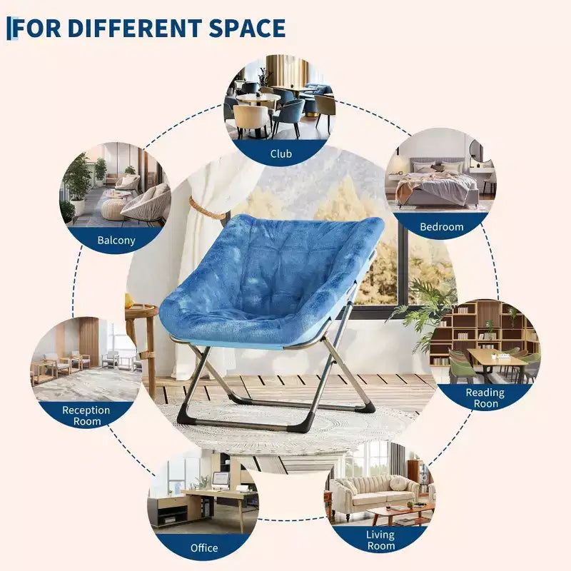 Fauteuil soucoupe confortable, fauteuil d'appoint pliant surdimensionné en fausse fourrure douce, fauteuil de salon paresseux pour enfants, adolescents et adultes, chambre, salon, dortoir, très grand