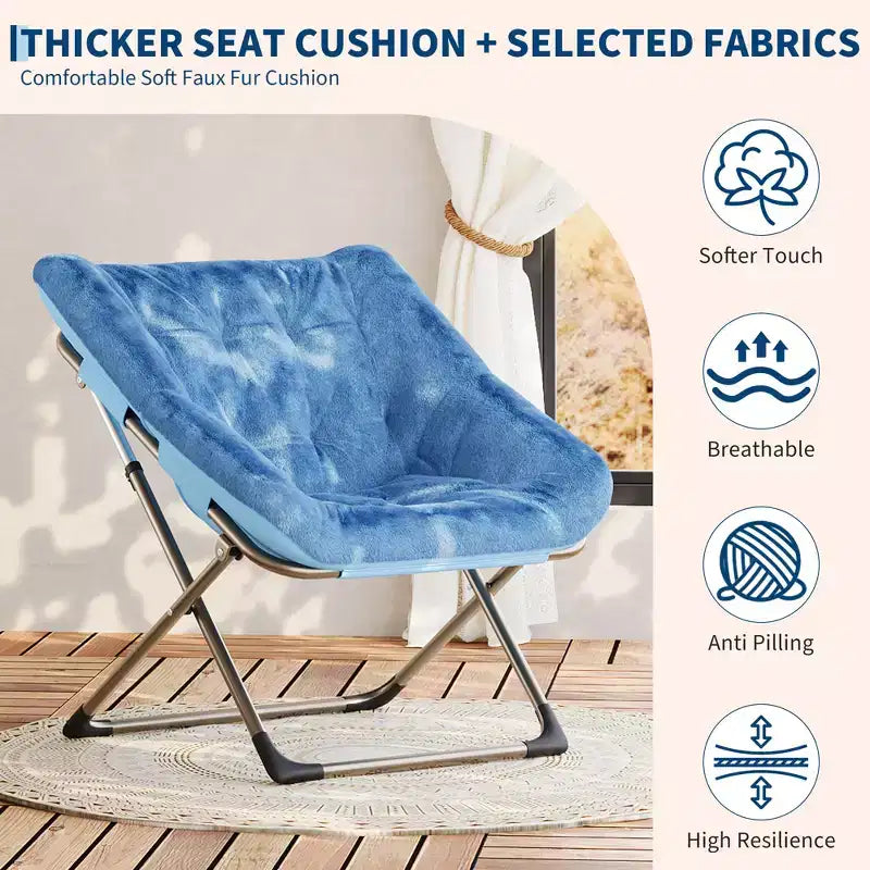 Fauteuil soucoupe confortable, fauteuil d'appoint pliant surdimensionné en fausse fourrure douce, fauteuil de salon paresseux pour enfants, adolescents et adultes, chambre, salon, dortoir, très grand