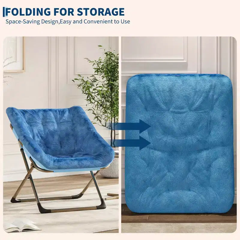 Fauteuil soucoupe confortable, fauteuil d'appoint pliant surdimensionné en fausse fourrure douce, fauteuil de salon paresseux pour enfants, adolescents et adultes, chambre, salon, dortoir, très grand
