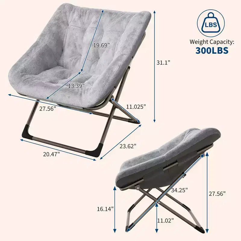 Fauteuil soucoupe confortable, fauteuil d'appoint pliant surdimensionné en fausse fourrure douce, fauteuil de salon paresseux pour enfants, adolescents et adultes, chambre, salon, dortoir, très grand