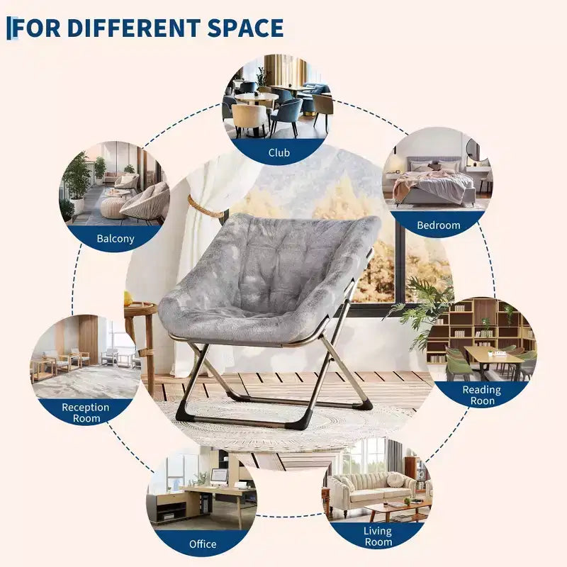 Fauteuil soucoupe confortable, fauteuil d'appoint pliant surdimensionné en fausse fourrure douce, fauteuil de salon paresseux pour enfants, adolescents et adultes, chambre, salon, dortoir, très grand
