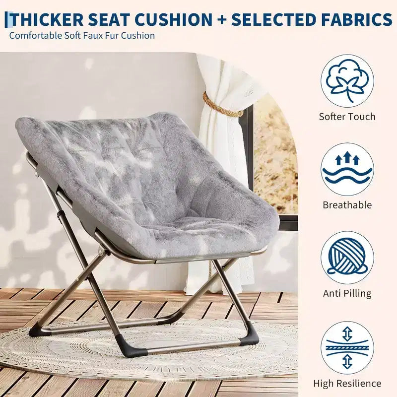 Fauteuil soucoupe confortable, fauteuil d'appoint pliant surdimensionné en fausse fourrure douce, fauteuil de salon paresseux pour enfants, adolescents et adultes, chambre, salon, dortoir, très grand