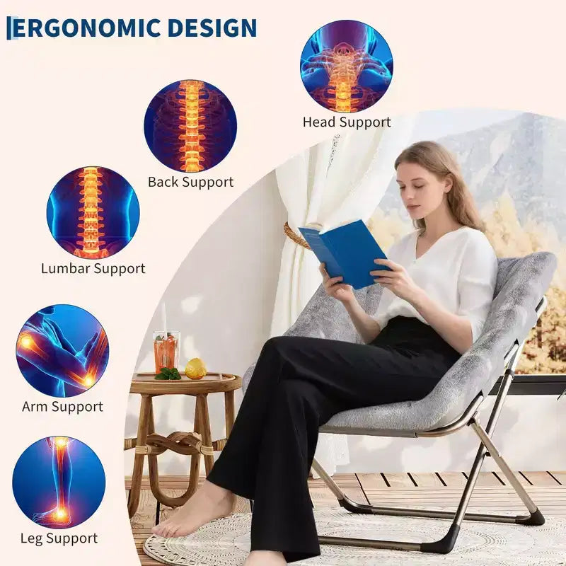 Fauteuil soucoupe confortable, fauteuil d'appoint pliant surdimensionné en fausse fourrure douce, fauteuil de salon paresseux pour enfants, adolescents et adultes, chambre, salon, dortoir, très grand