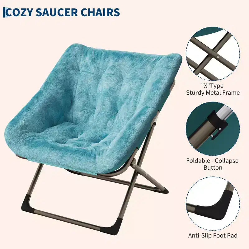 Fauteuil soucoupe confortable, fauteuil d'appoint pliant surdimensionné en fausse fourrure douce, fauteuil de salon paresseux pour enfants, adolescents et adultes, chambre, salon, dortoir, très grand