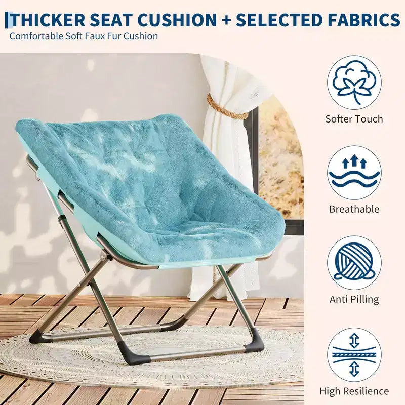 Fauteuil soucoupe confortable, fauteuil d'appoint pliant surdimensionné en fausse fourrure douce, fauteuil de salon paresseux pour enfants, adolescents et adultes, chambre, salon, dortoir, très grand