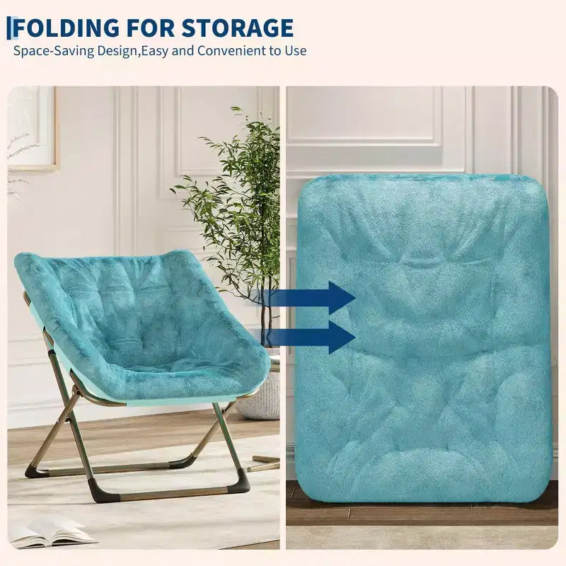 Fauteuil soucoupe confortable, fauteuil d'appoint pliant surdimensionné en fausse fourrure douce, fauteuil de salon paresseux pour enfants, adolescents et adultes, chambre, salon, dortoir, très grand