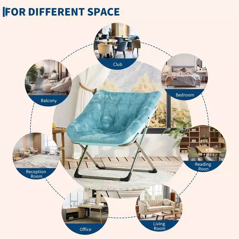 Fauteuil soucoupe confortable, fauteuil d'appoint pliant surdimensionné en fausse fourrure douce, fauteuil de salon paresseux pour enfants, adolescents et adultes, chambre, salon, dortoir, très grand