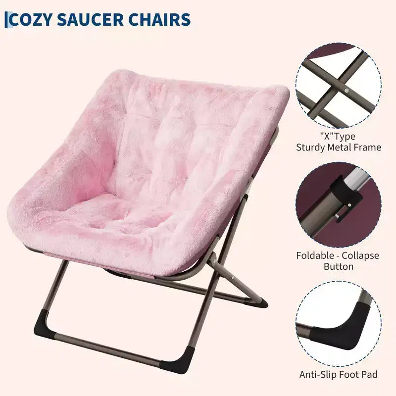 Fauteuil soucoupe confortable, fauteuil d'appoint pliant surdimensionné en fausse fourrure douce, fauteuil de salon paresseux pour enfants, adolescents et adultes, chambre, salon, dortoir, très grand