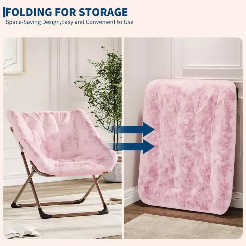 Fauteuil soucoupe confortable, fauteuil d'appoint pliant surdimensionné en fausse fourrure douce, fauteuil de salon paresseux pour enfants, adolescents et adultes, chambre, salon, dortoir, très grand