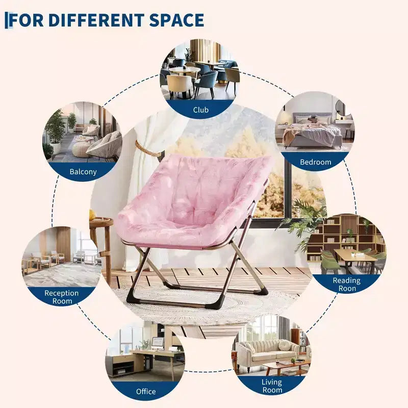 Fauteuil soucoupe confortable, fauteuil d'appoint pliant surdimensionné en fausse fourrure douce, fauteuil de salon paresseux pour enfants, adolescents et adultes, chambre, salon, dortoir, très grand