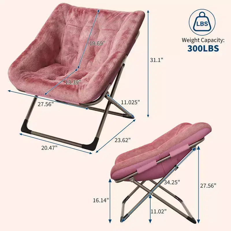 Fauteuil soucoupe confortable, fauteuil d'appoint pliant surdimensionné en fausse fourrure douce, fauteuil de salon paresseux pour enfants, adolescents et adultes, chambre, salon, dortoir, très grand