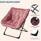 Fauteuil soucoupe confortable, fauteuil d'appoint pliant surdimensionné en fausse fourrure douce, fauteuil de salon paresseux pour enfants, adolescents et adultes, chambre, salon, dortoir, très grand