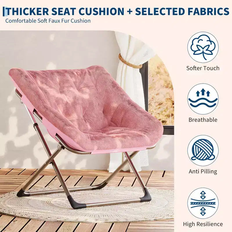 Fauteuil soucoupe confortable, fauteuil d'appoint pliant surdimensionné en fausse fourrure douce, fauteuil de salon paresseux pour enfants, adolescents et adultes, chambre, salon, dortoir, très grand