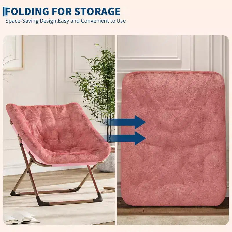 Fauteuil soucoupe confortable, fauteuil d'appoint pliant surdimensionné en fausse fourrure douce, fauteuil de salon paresseux pour enfants, adolescents et adultes, chambre, salon, dortoir, très grand