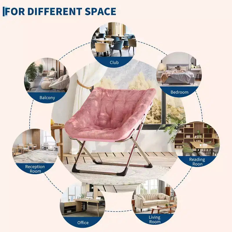 Fauteuil soucoupe confortable, fauteuil d'appoint pliant surdimensionné en fausse fourrure douce, fauteuil de salon paresseux pour enfants, adolescents et adultes, chambre, salon, dortoir, très grand