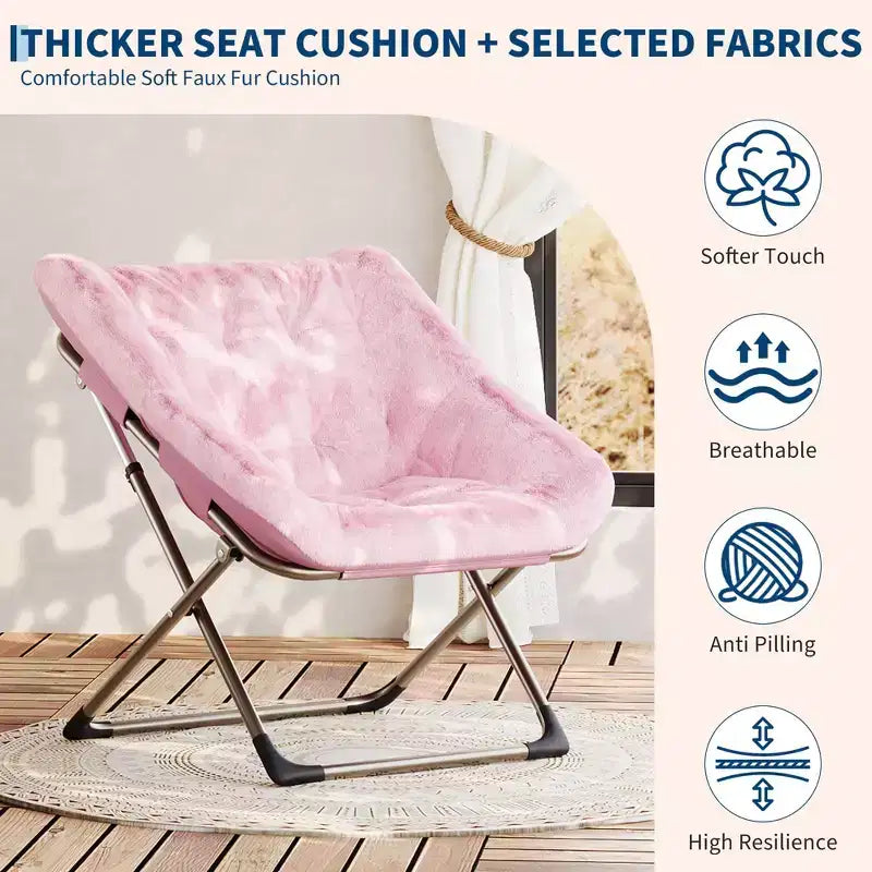 Fauteuil soucoupe confortable, fauteuil d'appoint pliant surdimensionné en fausse fourrure douce, fauteuil de salon paresseux pour enfants, adolescents et adultes, chambre, salon, dortoir, très grand