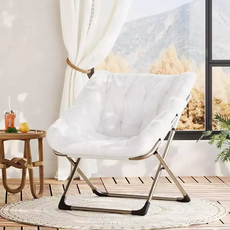 Fauteuil soucoupe confortable, fauteuil d'appoint pliant surdimensionné en fausse fourrure douce, fauteuil de salon paresseux pour enfants, adolescents et adultes, chambre, salon, dortoir, très grand