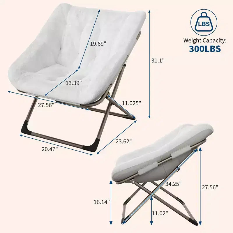 Fauteuil soucoupe confortable, fauteuil d'appoint pliant surdimensionné en fausse fourrure douce, fauteuil de salon paresseux pour enfants, adolescents et adultes, chambre, salon, dortoir, très grand