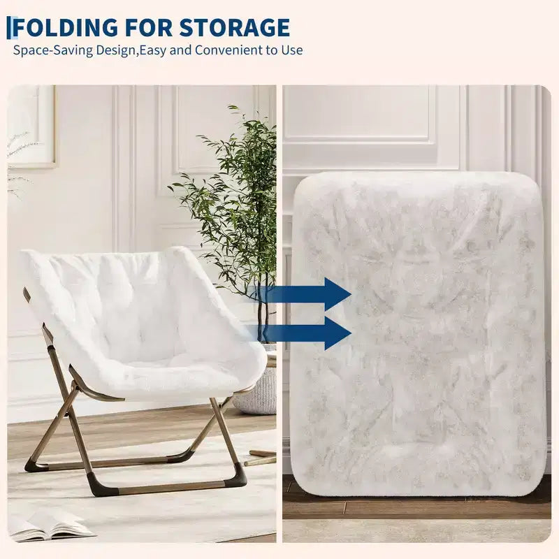 Fauteuil soucoupe confortable, fauteuil d'appoint pliant surdimensionné en fausse fourrure douce, fauteuil de salon paresseux pour enfants, adolescents et adultes, chambre, salon, dortoir, très grand