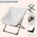 Fauteuil soucoupe confortable, fauteuil d'appoint pliant surdimensionné en fausse fourrure douce, fauteuil de salon paresseux pour enfants, adolescents et adultes, chambre, salon, dortoir, très grand