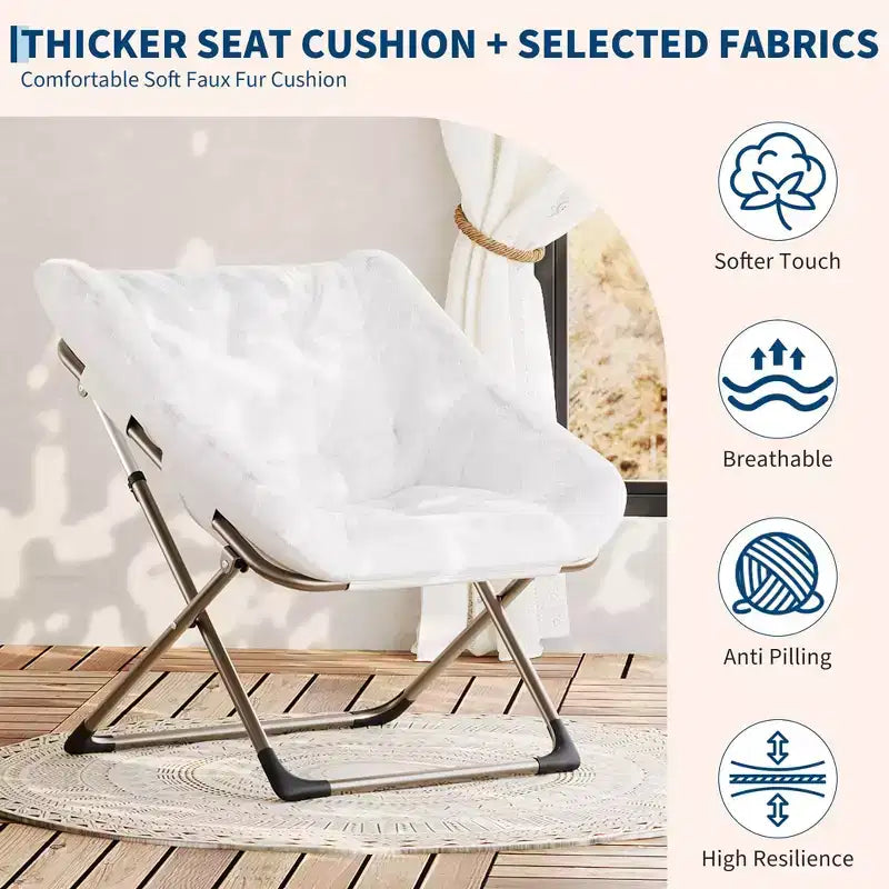 Fauteuil soucoupe confortable, fauteuil d'appoint pliant surdimensionné en fausse fourrure douce, fauteuil de salon paresseux pour enfants, adolescents et adultes, chambre, salon, dortoir, très grand