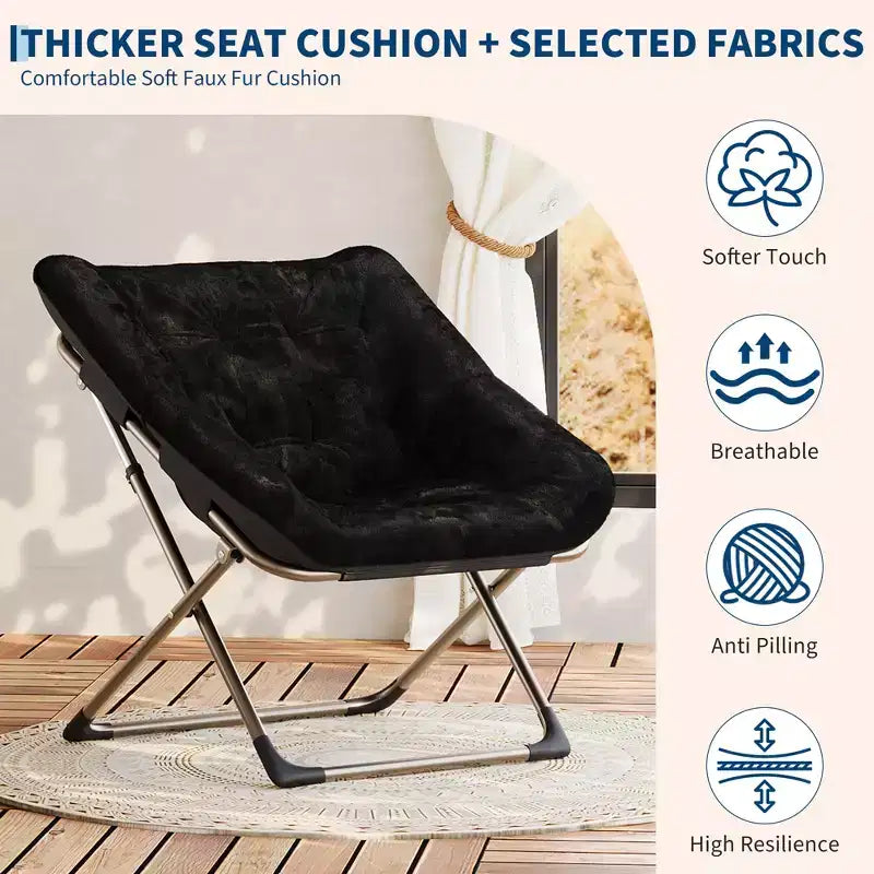 Fauteuil soucoupe confortable, fauteuil d'appoint pliant surdimensionné en fausse fourrure douce, fauteuil de salon paresseux pour enfants, adolescents et adultes, chambre, salon, dortoir, très grand
