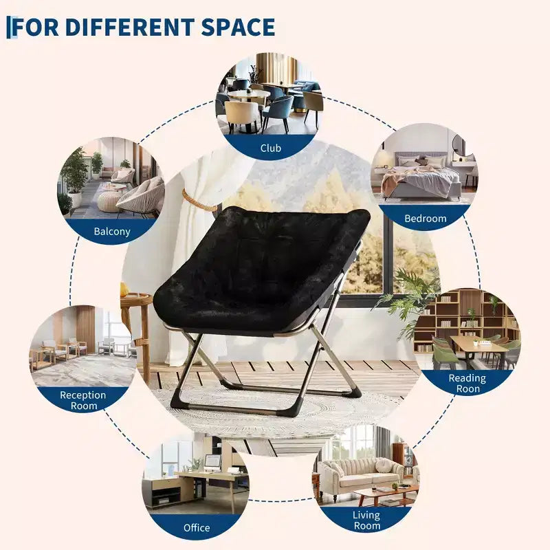 Fauteuil soucoupe confortable, fauteuil d'appoint pliant surdimensionné en fausse fourrure douce, fauteuil de salon paresseux pour enfants, adolescents et adultes, chambre, salon, dortoir, très grand