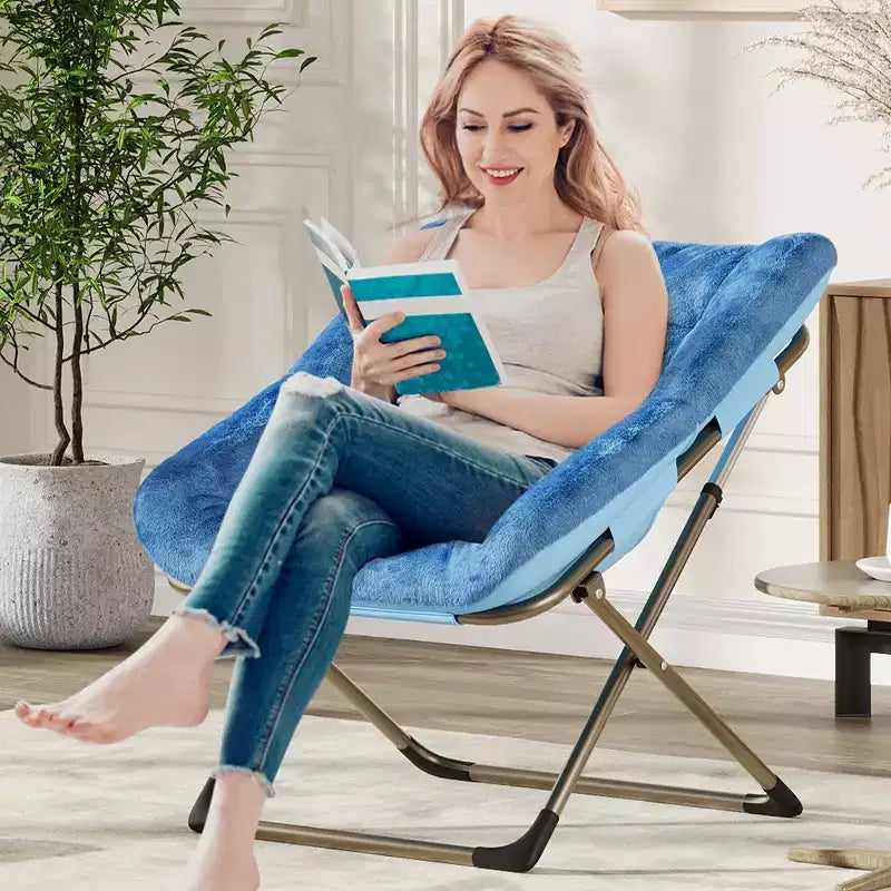Fauteuil soucoupe confortable, fauteuil d'appoint pliant surdimensionné en fausse fourrure douce, fauteuil de salon paresseux pour enfants, adolescents et adultes, chambre, salon, dortoir, très grand