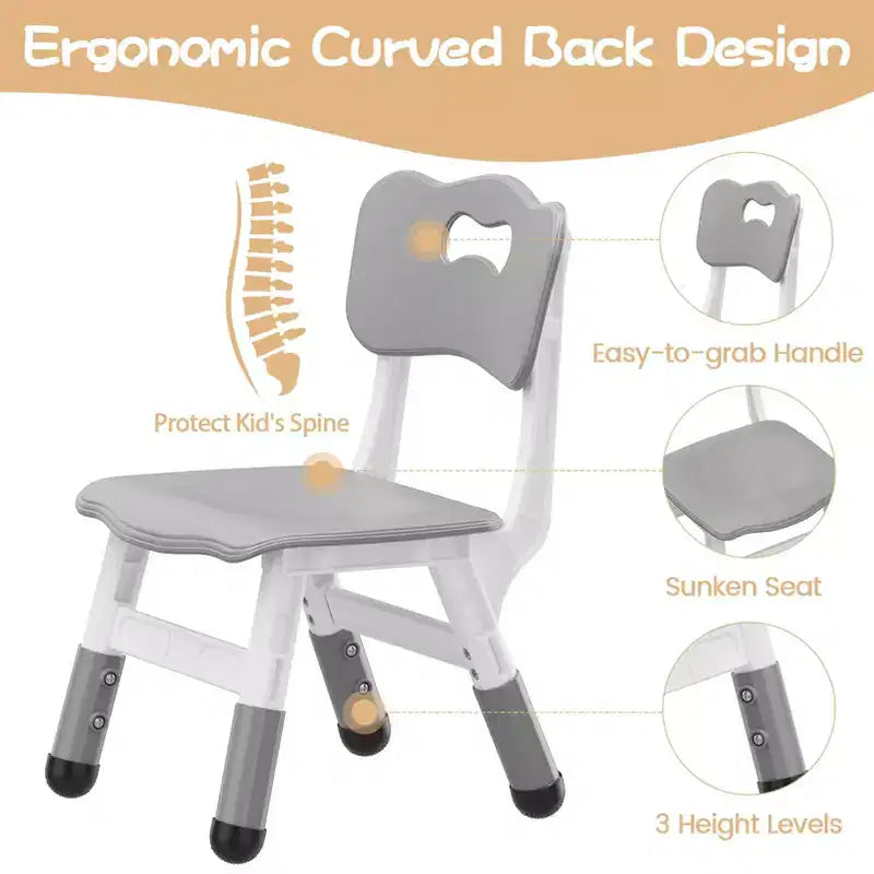2pcs Adjustable Kids Chair for Children Age 2-8 Family School Home Daycare Use