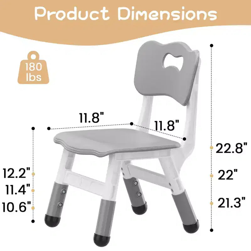 2pcs Adjustable Kids Chair for Children Age 2-8 Family School Home Daycare Use