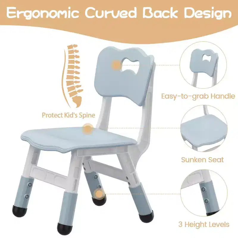 2pcs Adjustable Kids Chair for Children Age 2-8 Family School Home Daycare Use
