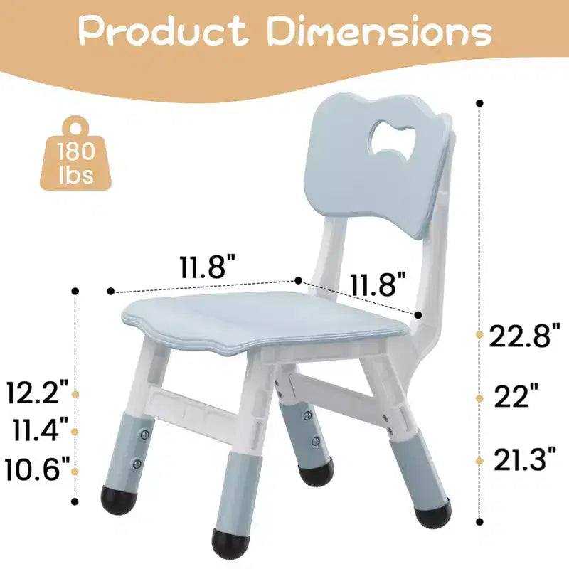 2pcs Adjustable Kids Chair for Children Age 2-8 Family School Home Daycare Use