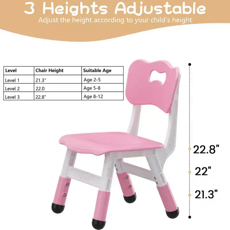 2pcs Adjustable Kids Chair for Children Age 2-8 Family School Home Daycare Use