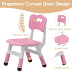 2pcs Adjustable Kids Chair for Children Age 2-8 Family School Home Daycare Use