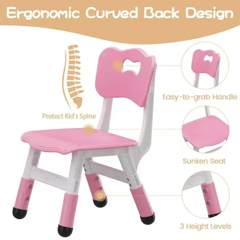 2pcs Adjustable Kids Chair for Children Age 2-8 Family School Home Daycare Use