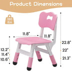 2pcs Adjustable Kids Chair for Children Age 2-8 Family School Home Daycare Use