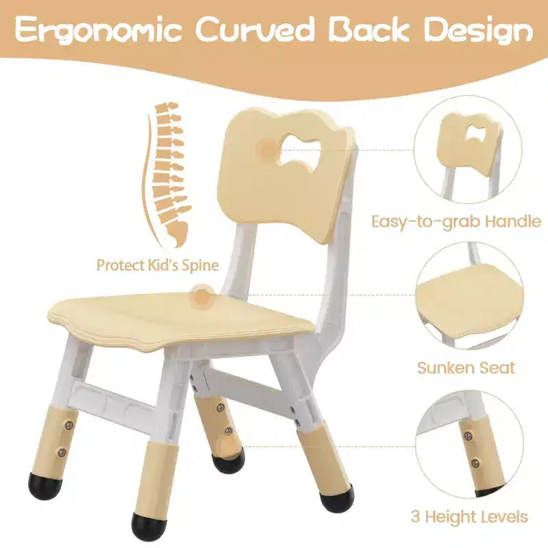 2pcs Adjustable Kids Chair for Children Age 2-8 Family School Home Daycare Use