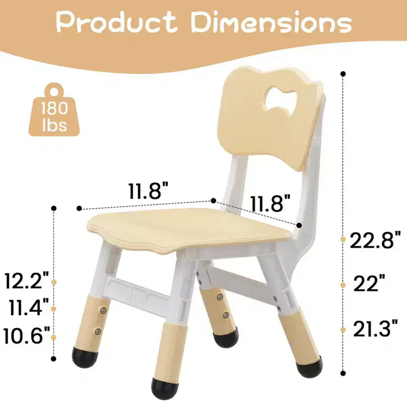 2pcs Adjustable Kids Chair for Children Age 2-8 Family School Home Daycare Use