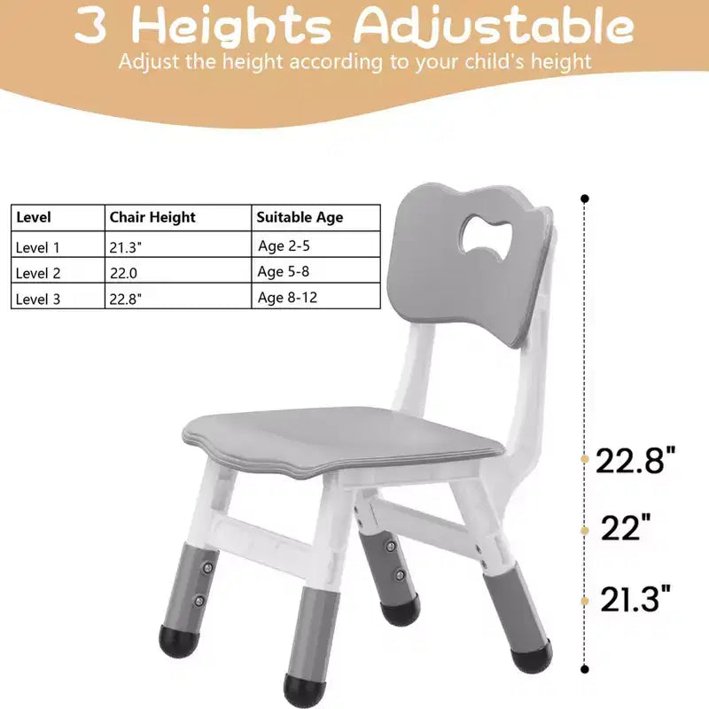2pcs Adjustable Kids Chair for Children Age 2-8 Family School Home Daycare Use