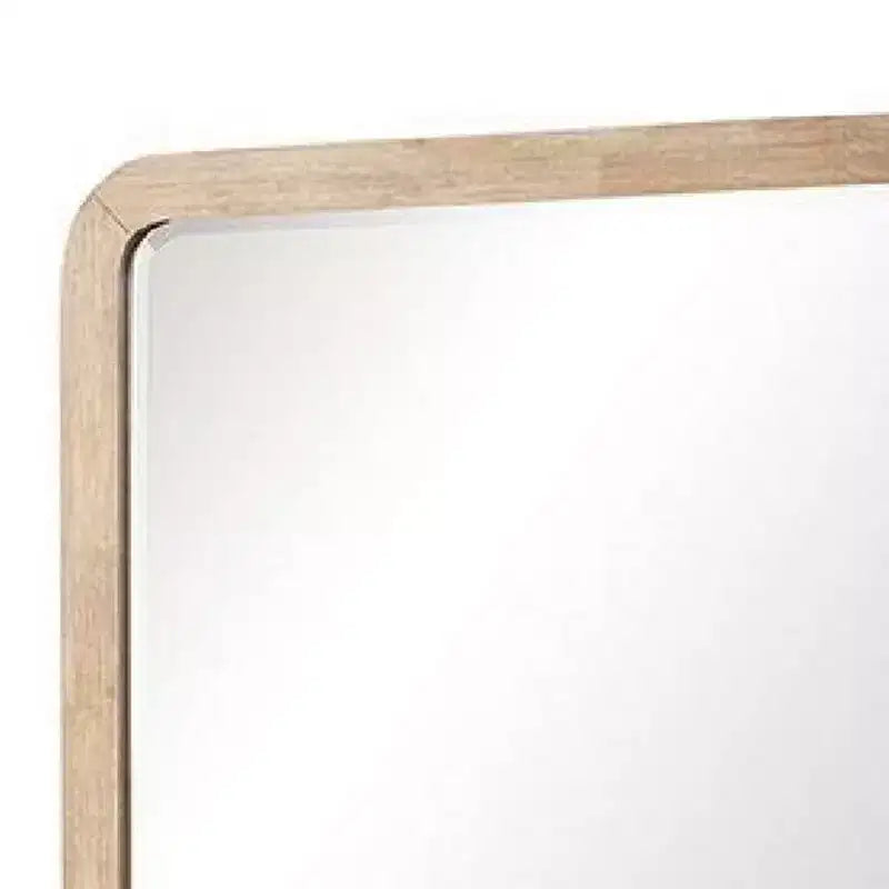 Royal Hampton Dresser Mirror, Beveled Glass, Natural Brown Solid Wood, 36x42
