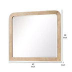 Royal Hampton Dresser Mirror, Beveled Glass, Natural Brown Solid Wood, 36x42