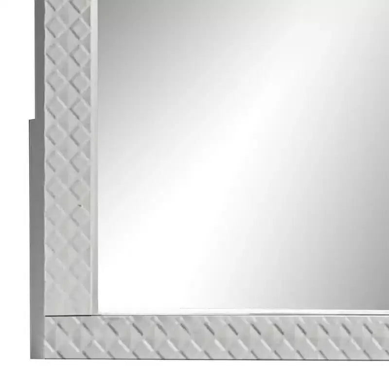 Royal Hampton Dresser Vanity Mirror, High Gloss White Textured Trim