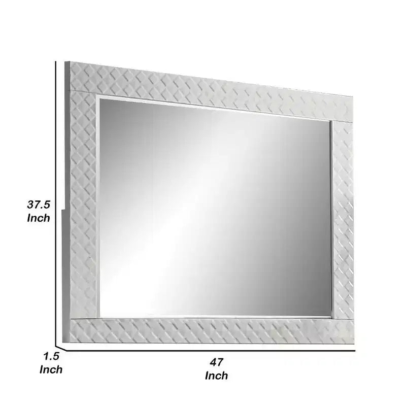 Royal Hampton Dresser Vanity Mirror, High Gloss White Textured Trim