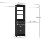 Besiost Organisateur de placard 96 pouces avec tiroirs en bois, système de rangement avec tringles de penderie réglables