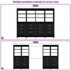 Besiost Organisateur de placard 96 pouces avec tiroirs en bois, système de rangement avec tringles de penderie réglables