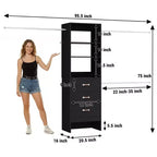 Besiost Organisateur de placard 96 pouces avec tiroirs en bois, système de rangement avec tringles de penderie réglables
