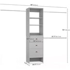 Besiost Organisateur de placard 96 pouces avec tiroirs en bois, système de rangement avec tringles de penderie réglables
